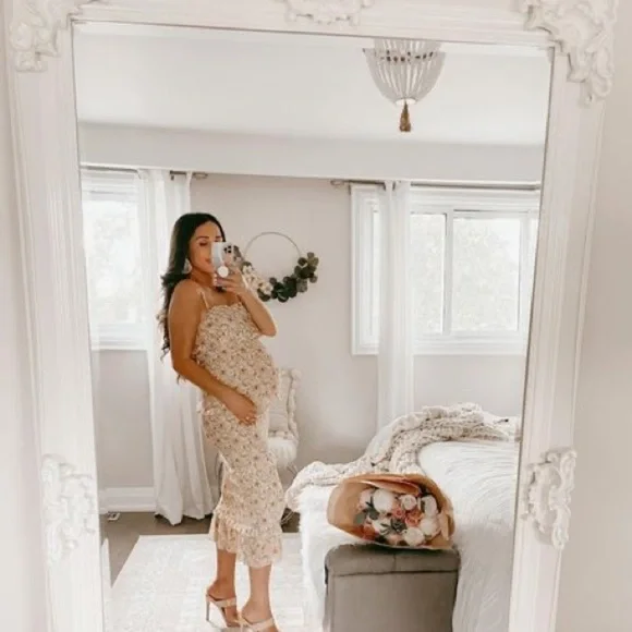 Pinkblush floral smocked bodycon midi dress nwot - Picture 12 of 14